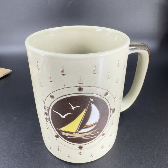 Otagiri Sailboat Nautical Theme Coffee Mug Cup Stoneware Sea Ship Mug Cup VTG - Picture 8 of 12